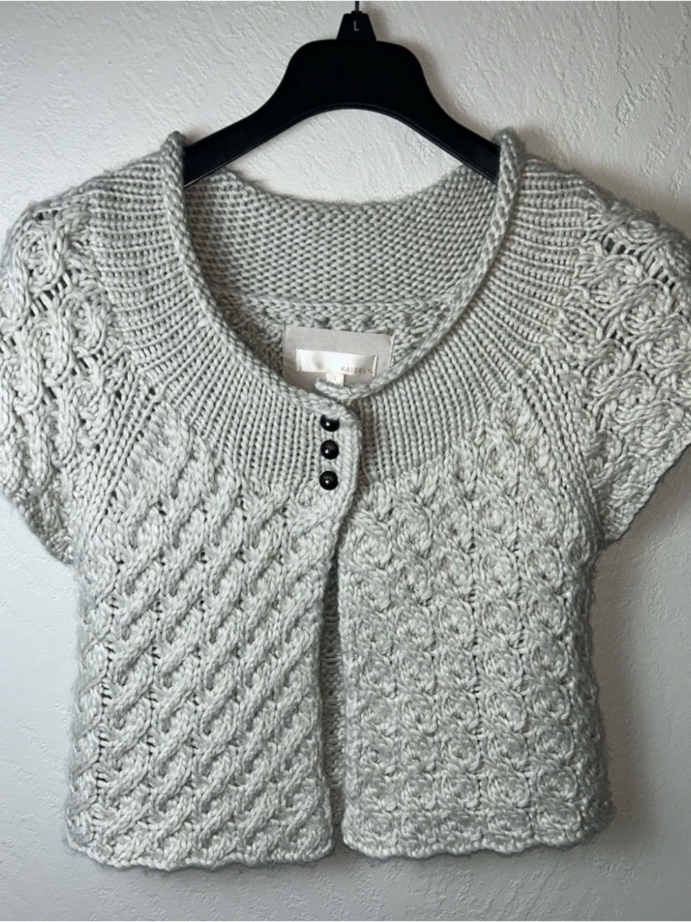 Kaisely Women’s Knit Cardigan Sweater Large With Beige Buttons knit Alpaca Blend